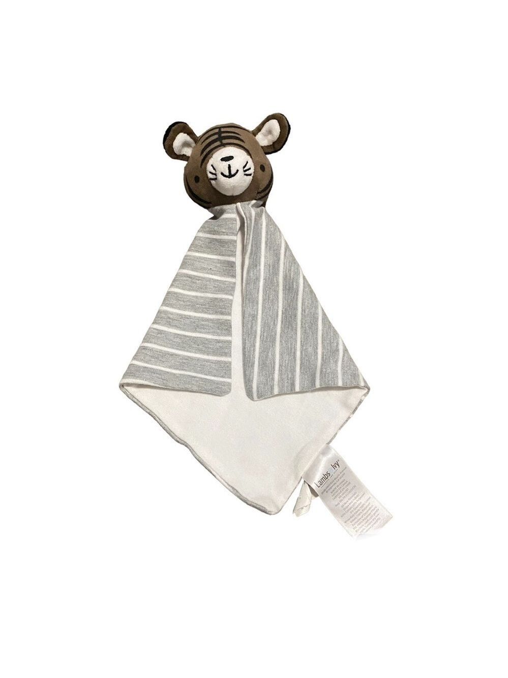Lambs & Ivy Lovey Teddy Bear Tiger Security Blanket Plush Gray Stripes Baby Toy